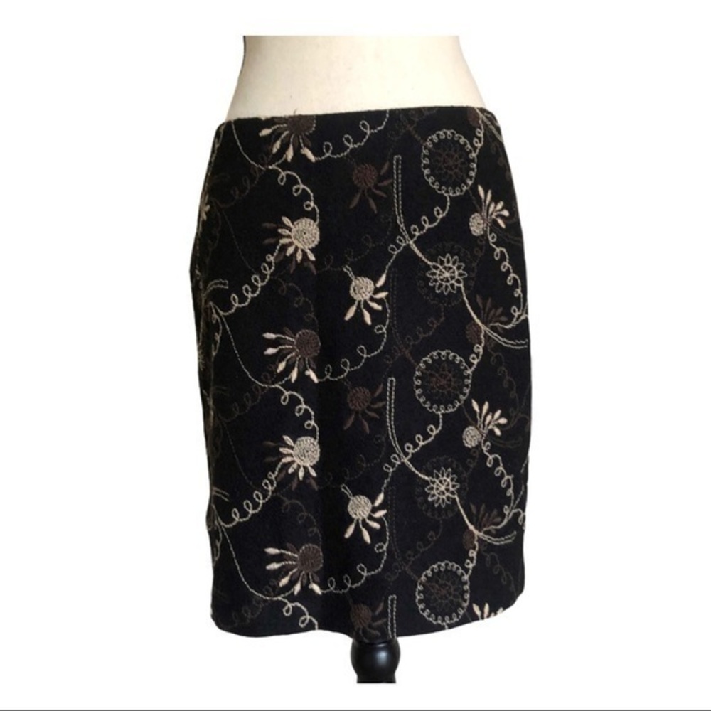 Jenne Maag Vintage Wool Embroidery Black Skirt M/8